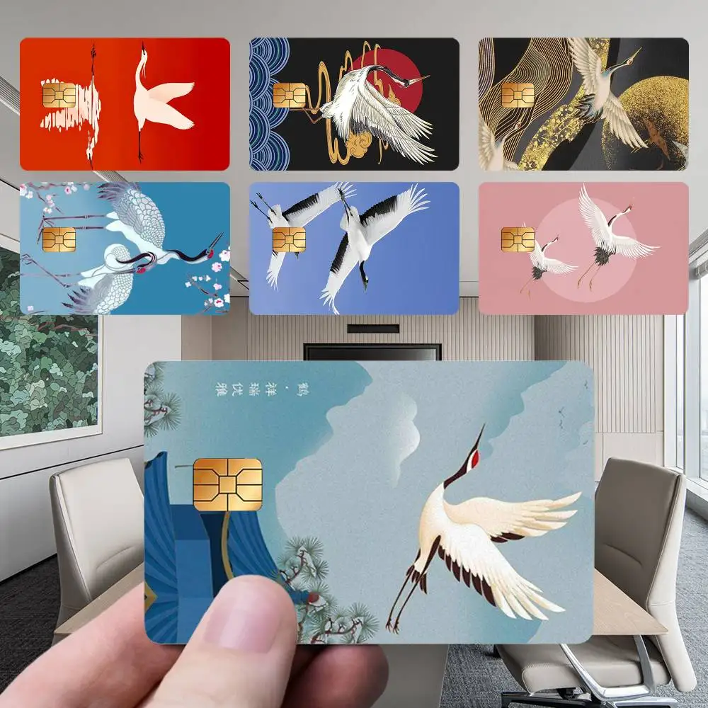 

B-Beautiful C-Cranes Card Stickers New Cartoon Card Debit Bank Charge Card Bus Metro Waterproof Sticker Decal Decoration