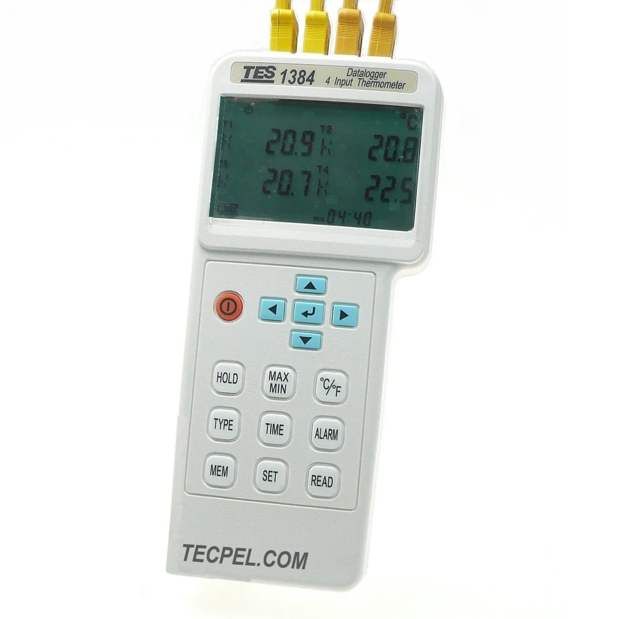 TES-1384 4-Channel Digital Temperature Recorder K/J/E/T-Type Thermocouple Thermometer High Accuracy 16,000 Data Logging 3-Second