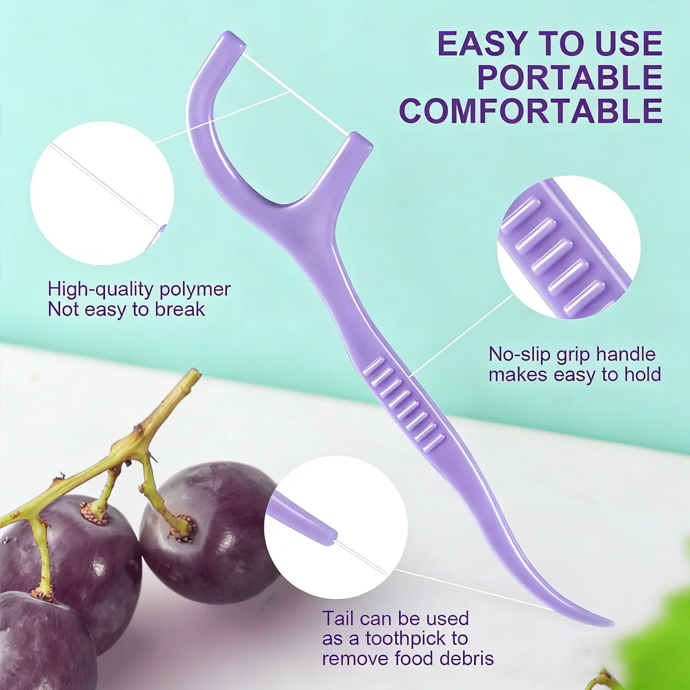 RIMI SMILE Dental Floss Picks 50/100/150PCS Ultra Fine Grape Flavor Disposable High Tensile Interdental Cleaners Oral Care Tools
