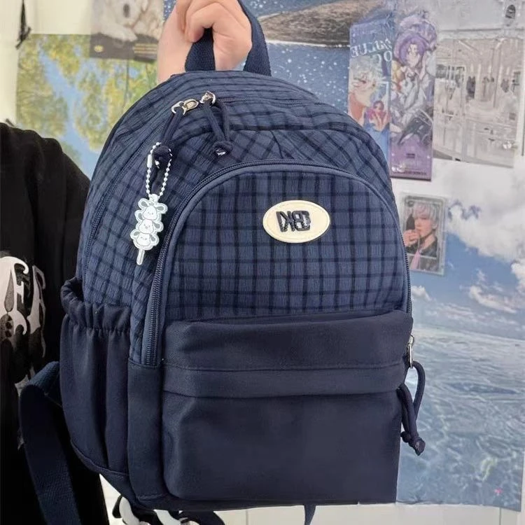 Fashion Cute Plaid Backpack Large-capacity Student Schoolbag Textbook Storage Bag Travel Commuter Backpacks Satchels Woman Bags