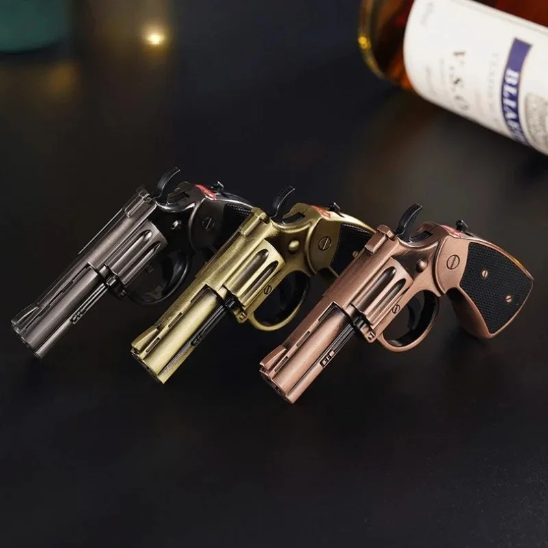 Gun Ignitor Windproof Metal Inflatable Cigar Lighter Inflatable Switchable Fire Pistol Cigarettes Lighters Smoking Accessories