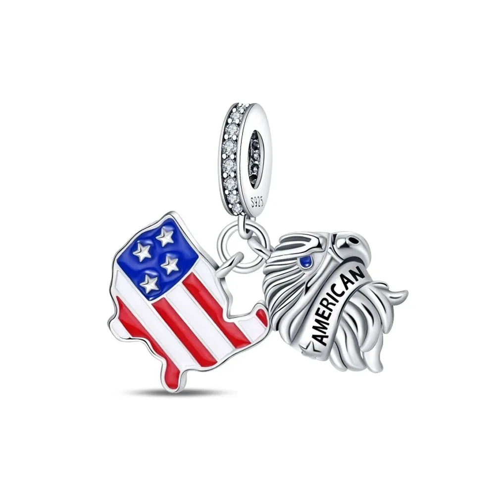 925 Sterling Silver American Eagle Fit Pandora Charms Silver 925 Original Bracelet for Jewelry Making