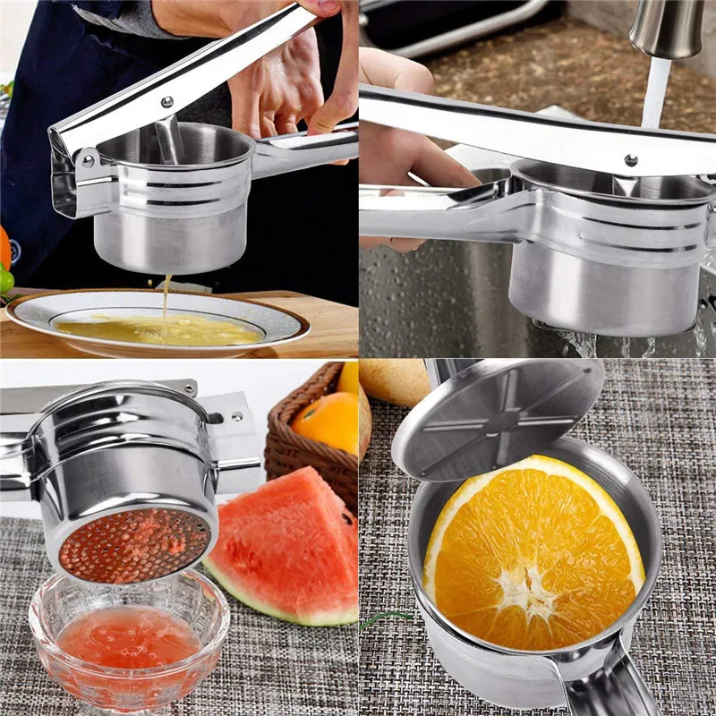 

Stainless Steel Manual Juicer Fruit Masher Citrus Orange Squeezer Vegetable Stuffing Dehydrator Potato Tool