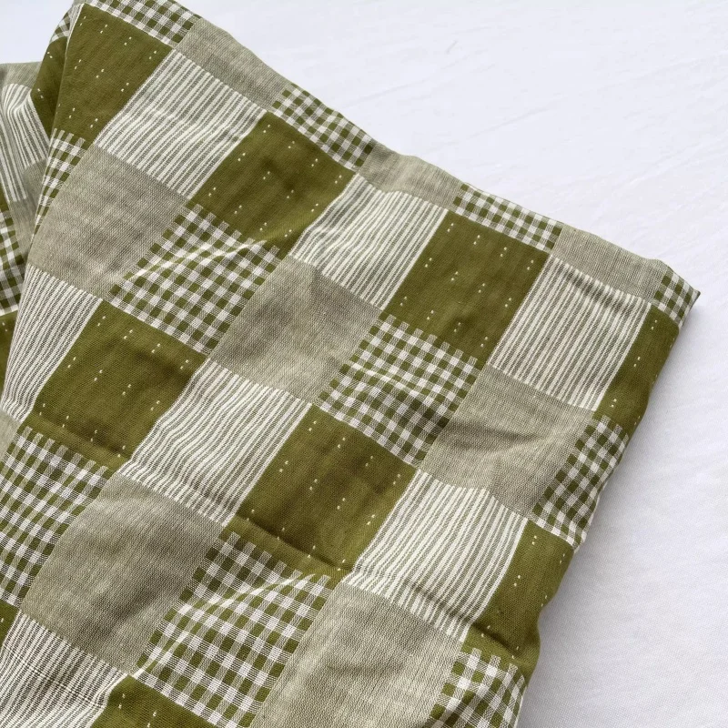 

Ins Style Green Checkered Cotton Cloth Handmade DIY Fabric