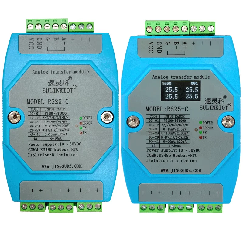 

Fully isolated 4-way thermal resistance PT100 temperature acquisition card K thermocouple transmitter module RS25-C