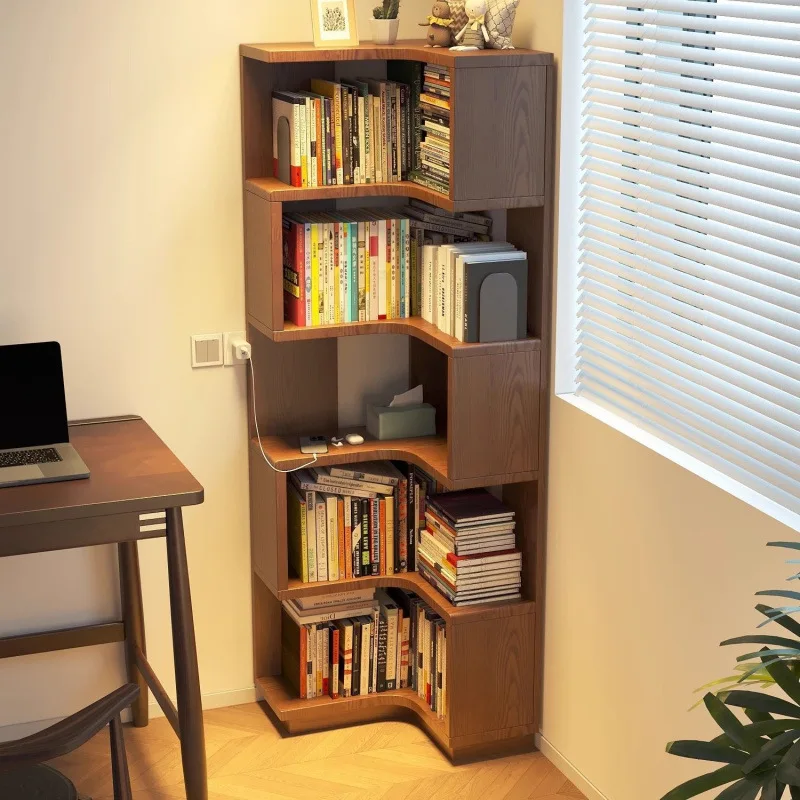 

Solid wood bookshelf Floor shelf Living room cabinet Corner storage rack bedside simple student bookcase