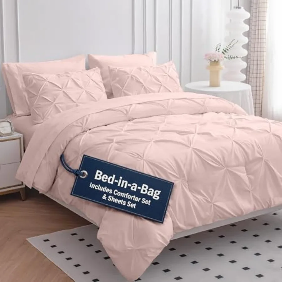 

Comforter Set 7 Pcs Ultra Soft Microfiber Bed in a Bag - All Season Bedding with Comforter, Sheets, Pillowcases and Shams - Sup