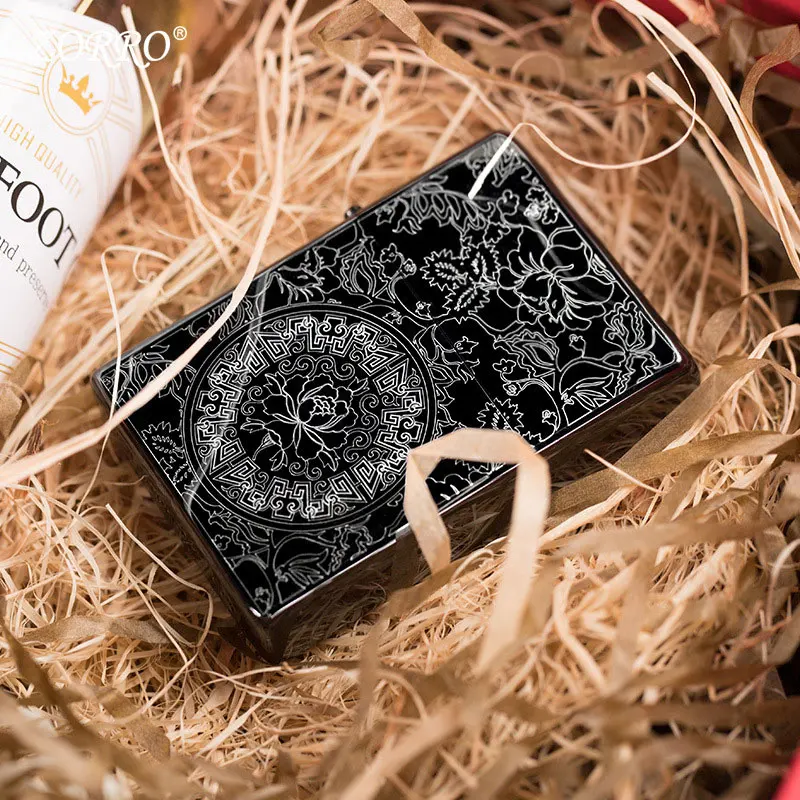 

ZORRO Black Ice Satan War Song Kerosenes Lighter Retro Engraving Pattern Windproof Metal Smoke Lighting Tool Holiday Men's Gift.