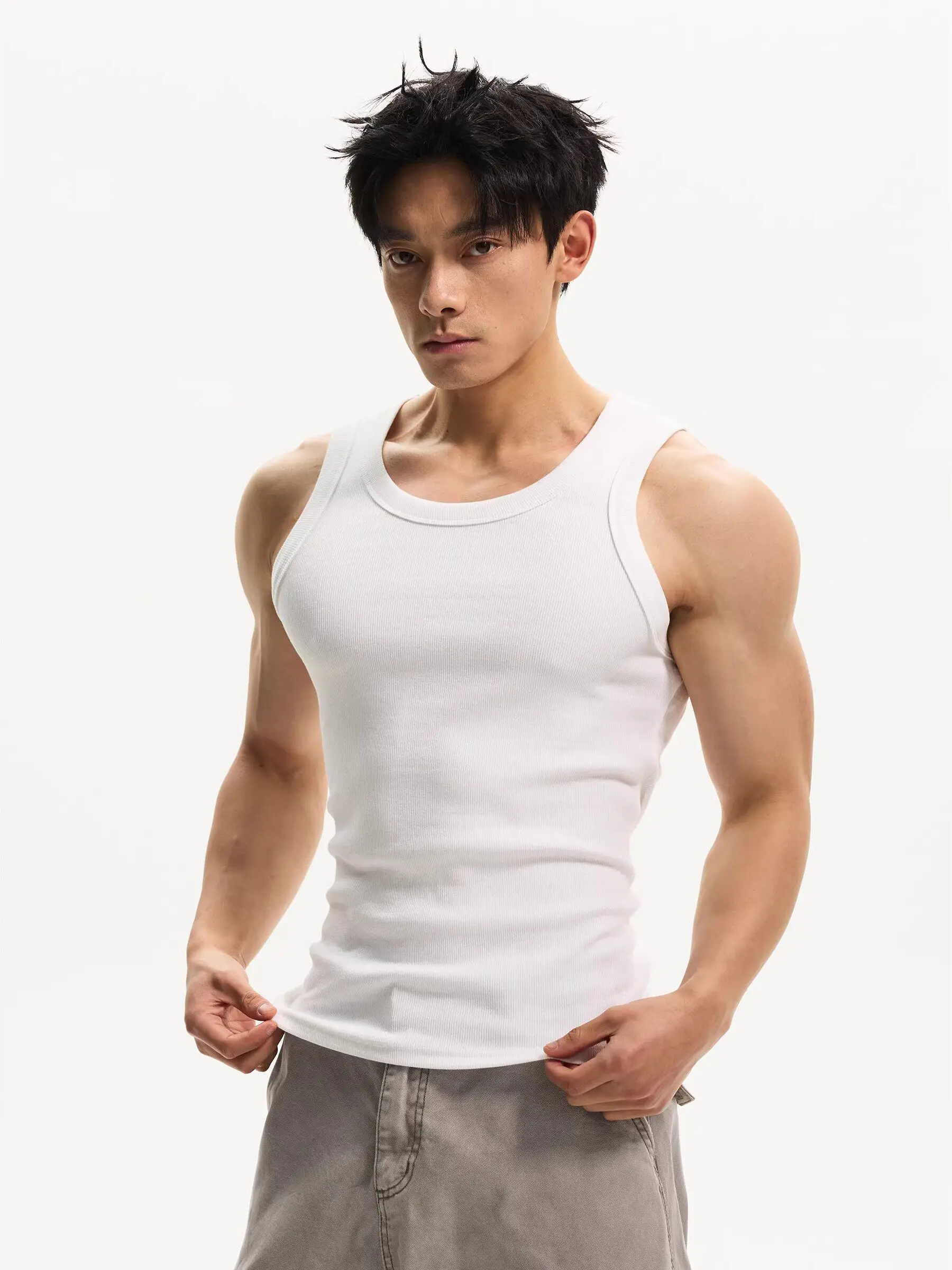White Fitness Slimming Sweat Vest Men Summer Sport Training Sleeveless T-shirt Base Layer Muscle Showcasing Outerwear Casual