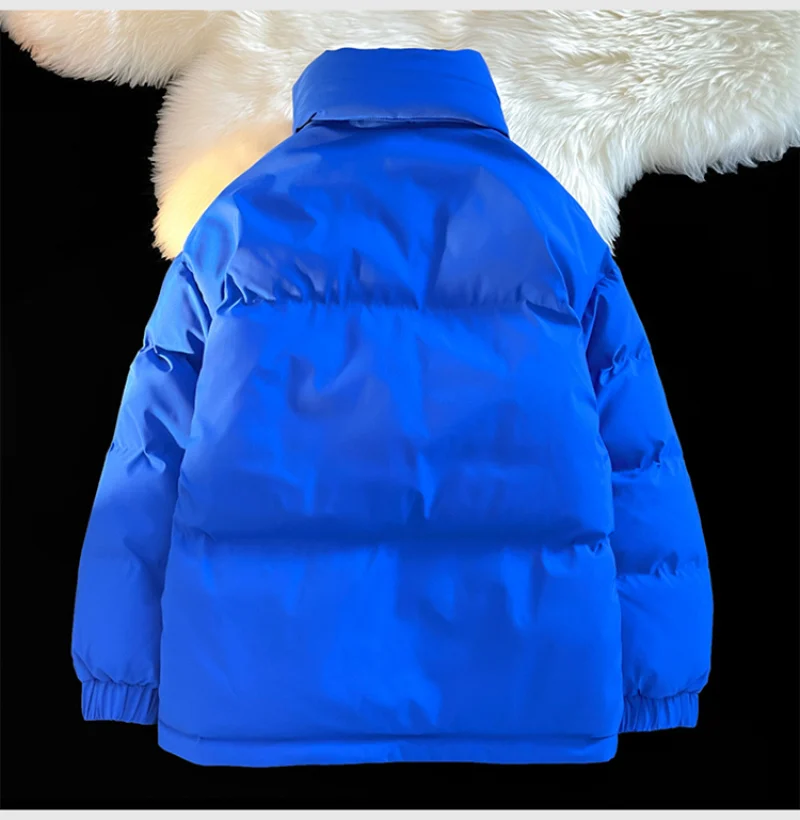 Men\'s Winter Jacket Couple Solid Zip Unisex Warm Thicken Padded Cotton Coat Oversized Puffer Outwear