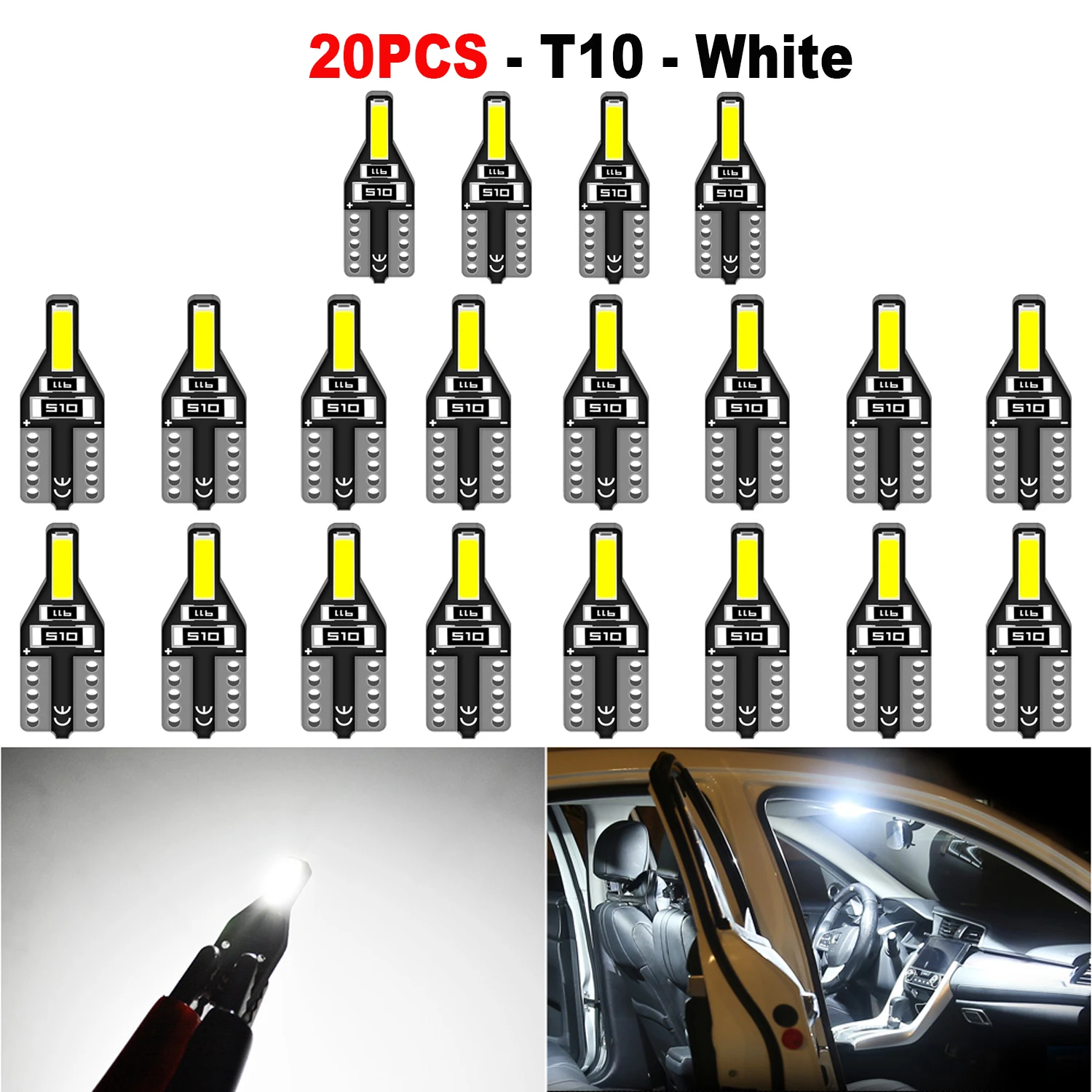 20pcs T10 W5W LED Dome Map Light Bulb 200Lm For Renault Duster Megane 2 3 Logan Clio Fluence Captur Sandero Laguna Plug and Play