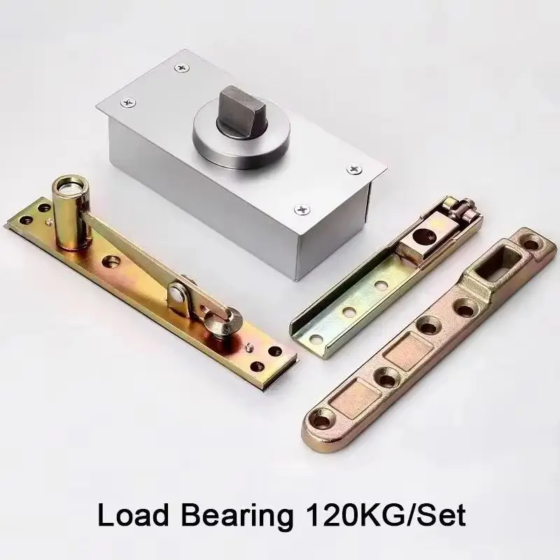 1Set Heavy Door Pivot Hinges 360° Rotary+Positioning Invisible Door Hinges Up and Down Mount Floor Spring Door Shaft Load 120KG