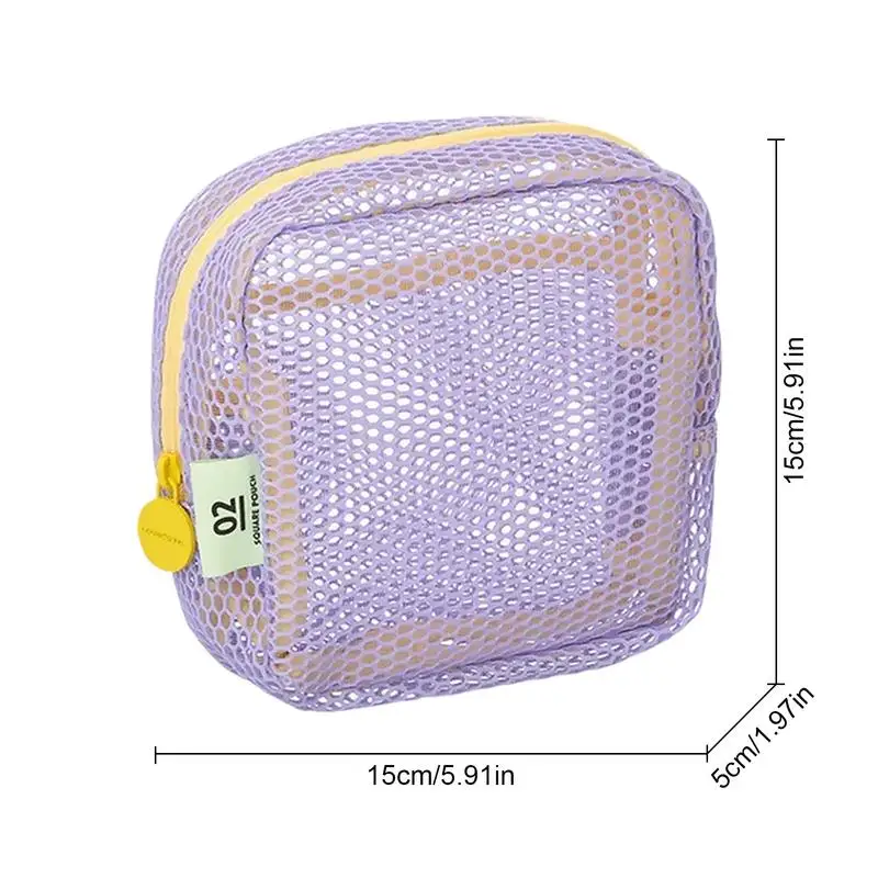 Новая сетчатая сумка для хранения макияжа, сетчатый косметический органайзер, портативная косметичка на молнии для косметики, салфетки для мобильных телефонов, ключей
