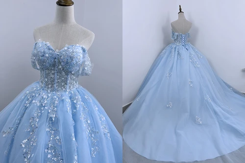 Imagen 2 del producto Vestidos de fiesta brillantes, 15 vestidos de quinceañera, vestido de baile elegante con hombros descubiertos, vestido de 15 años, vestido de graduación personalizado