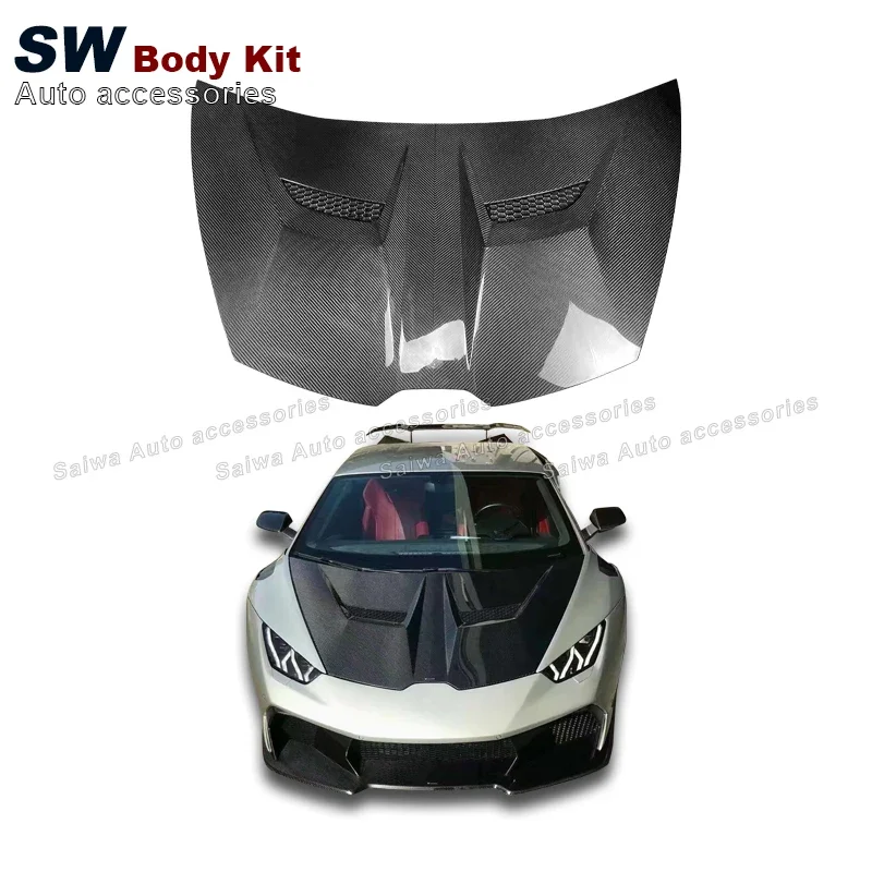 Double Sided Carbon Fiber V Style Hood For Lamborghini LP580 LP610-4 Huracan Bonnet Cover Upgrade Performance Kit