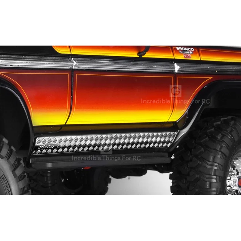 1 conjunto de simulação de prata saia lateral pára-choques de metal escudo do carro placa skid para 1/10 rc rastreador carro traxxas trx4 bronco peças diy