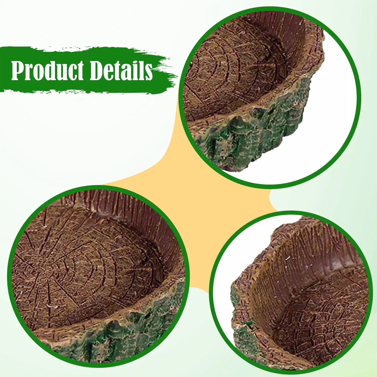 Resin Reptile Food Dish Water Feeder Compact Size Natural Habitat Decor Reptile Supplies for Vivarium and Terrarium Use