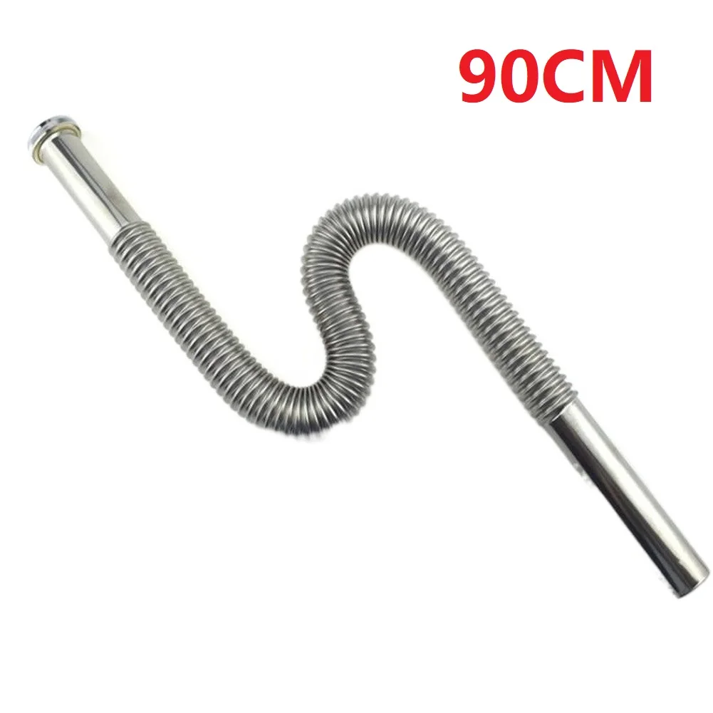 Stainless Steel Drain Tube For Sink Drainage Featuring S Bend Shape And Corrugated Flexibility To Reduce Smell And Aid Flow