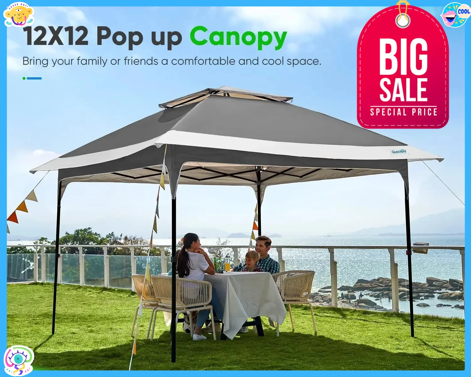 

12'x12' Pop up Gazebo Canopy Tent, One Person Set up Portable Instant Folding Shelter, Outdoor Canopy Tent with