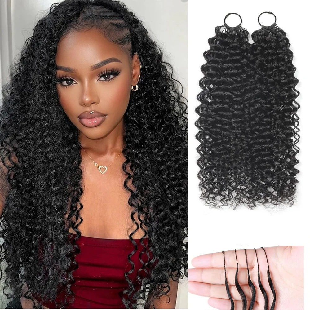 Extensions de cheveux humains au crochet effet plumes bouclées, légères, pré-séparées, 50g/150g/200g, avec nœuds miracle invisibles (Noir naturel, 14-22 pouces) pour femmes