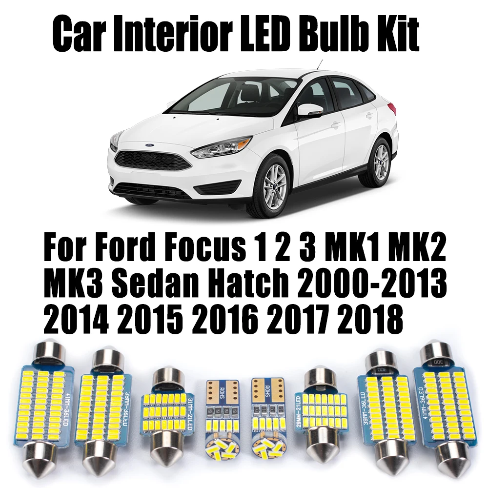 

Canbus для Ford Focus 1 2 3 MK1 MK2 MK3 Седан Люк 2000-2015 2016 2017 2018 Автомобильный светодиодный внутренний светильник для чтения карт Купольные лампы Комплект