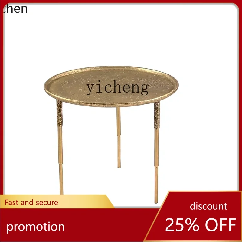 ZML minimalist pure copper coffee table light luxury designer round set of living room sofa side small round table