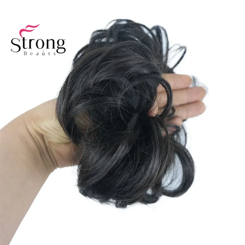 Scrunchies sintético bagunçado pedaço de cabelo uso diário donut chignon scrunchies falso elástico peruca loira marrom bun para mulher