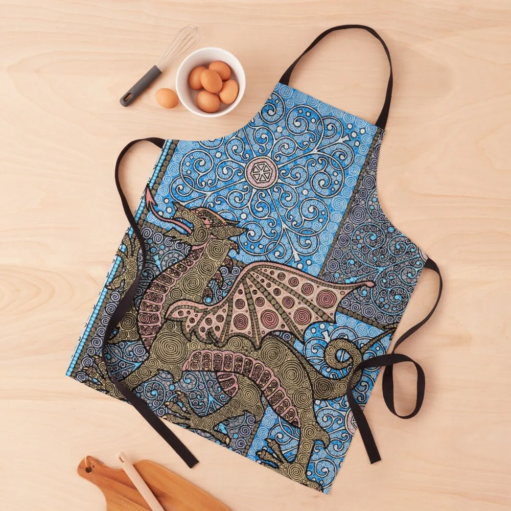 

Medieval Dragon in Blue Apron Beauty Teacher Kitchen Apras Man christmas kitchen Apron