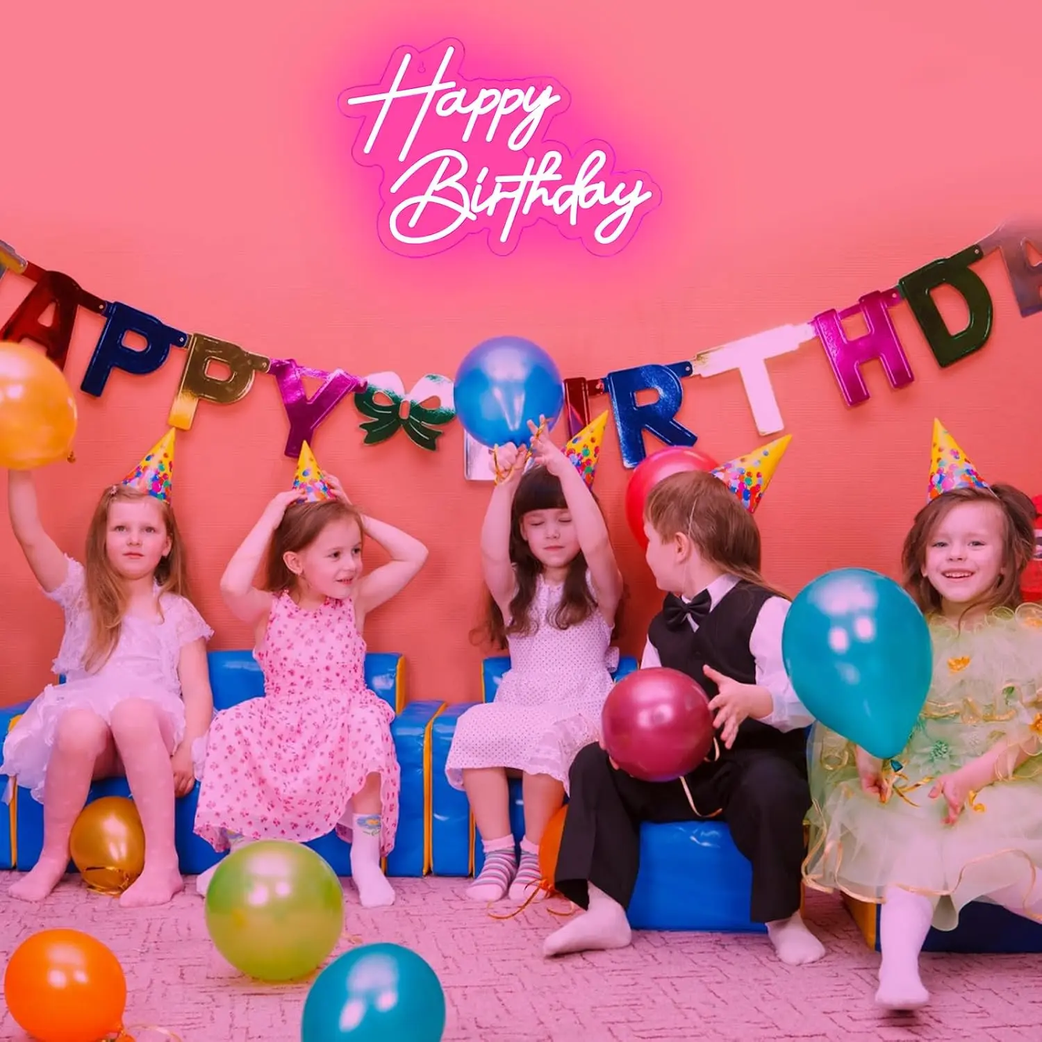 Happy Birthday Neon Sign for Wall Decor, Pink Led Neon Light Signs, Art Decoration Happy Birthday Neon Light Sign for All Birthd