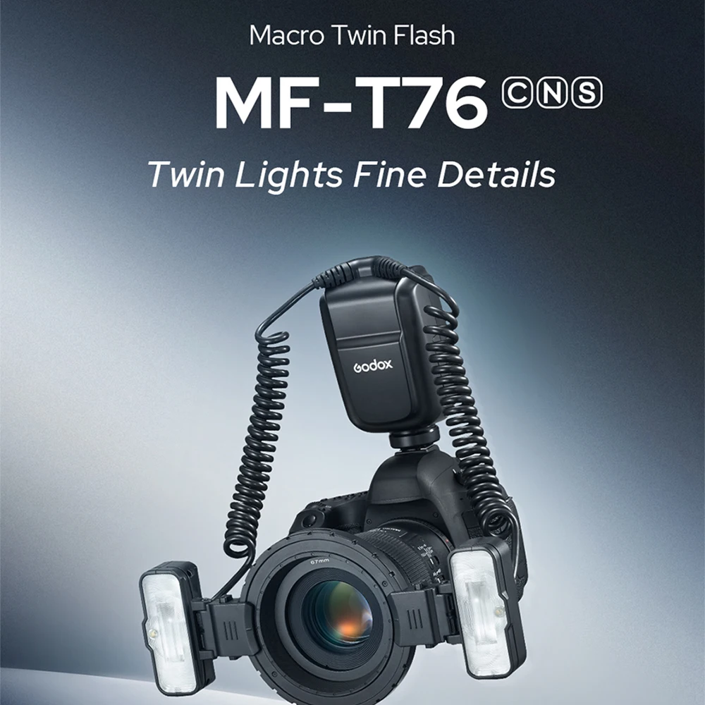 Godox MF-T76 TTL HSS Macro Twin Flash GN22.4 76WS Dual Flash Heads Compatible with Sony Canon Nikon for Dental Office