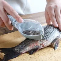 Fish Skin Brush Kitchen Tools Fish Scale with Lid Scraping Fishing Scale Brush Fish Skin Graters Cleaning Peeler Seafood Tool