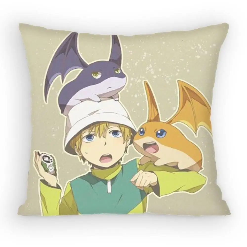 Digimon Takaishi Takeru Pillow Case Anti-dustmite Pillowcase Invisible zipper silky short plush Sofa cushion cover