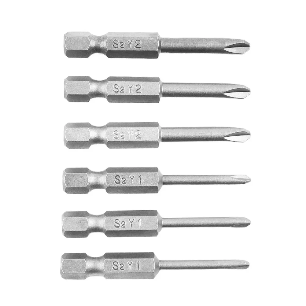 6 stks 50mm Y-vormige Schroevendraaier Bits 1/4 "Hex Shank Y Tip Schroevendraaier Bits Set Y1 Y2 Schroevendraaier Bits voor Y Type Schroeven Bit