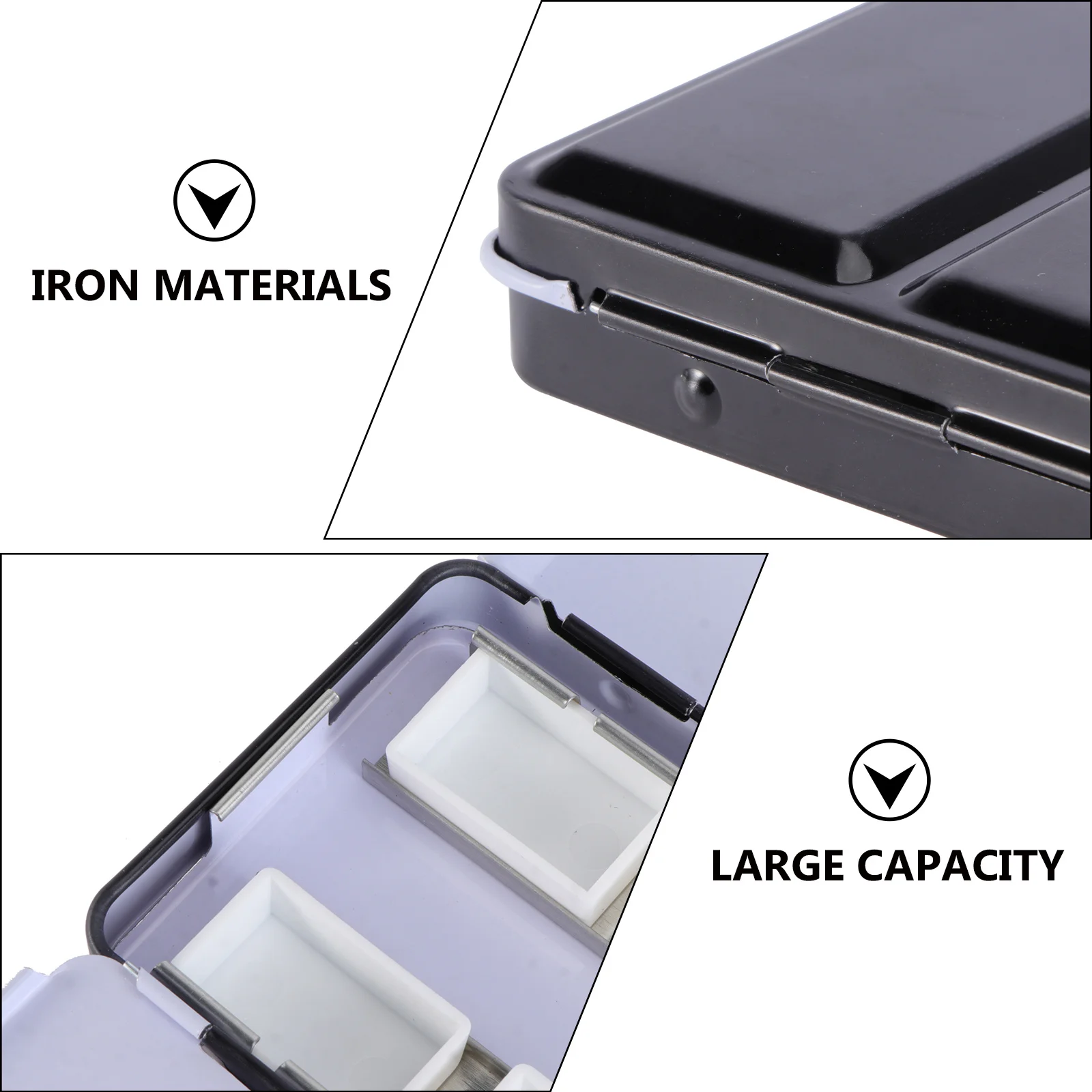 

1Set Watercolor Pigment Box Empty Metal Tin Paint Case Large Storage Organizer with Plastic Grids Leakproof Lid