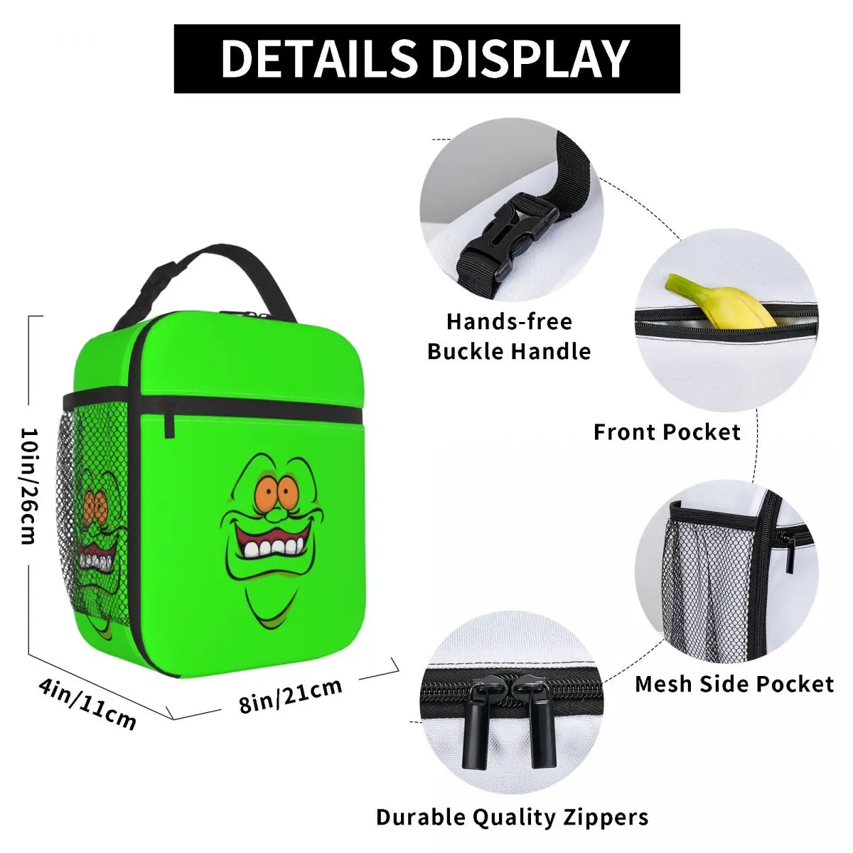 Ghost Buster Slimer Time Insulated Lunch Bags for Camping Travel Supernatural Comedy Film Portable Cooler Thermal Bento Box