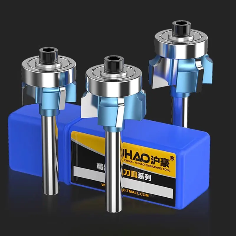 HUHAO 6.35mm Shank Corner Round Router Bit R1 R2 R3 Trim Edging Woodworking Mill Classical Carbide Cutter Bit for Wood Tools