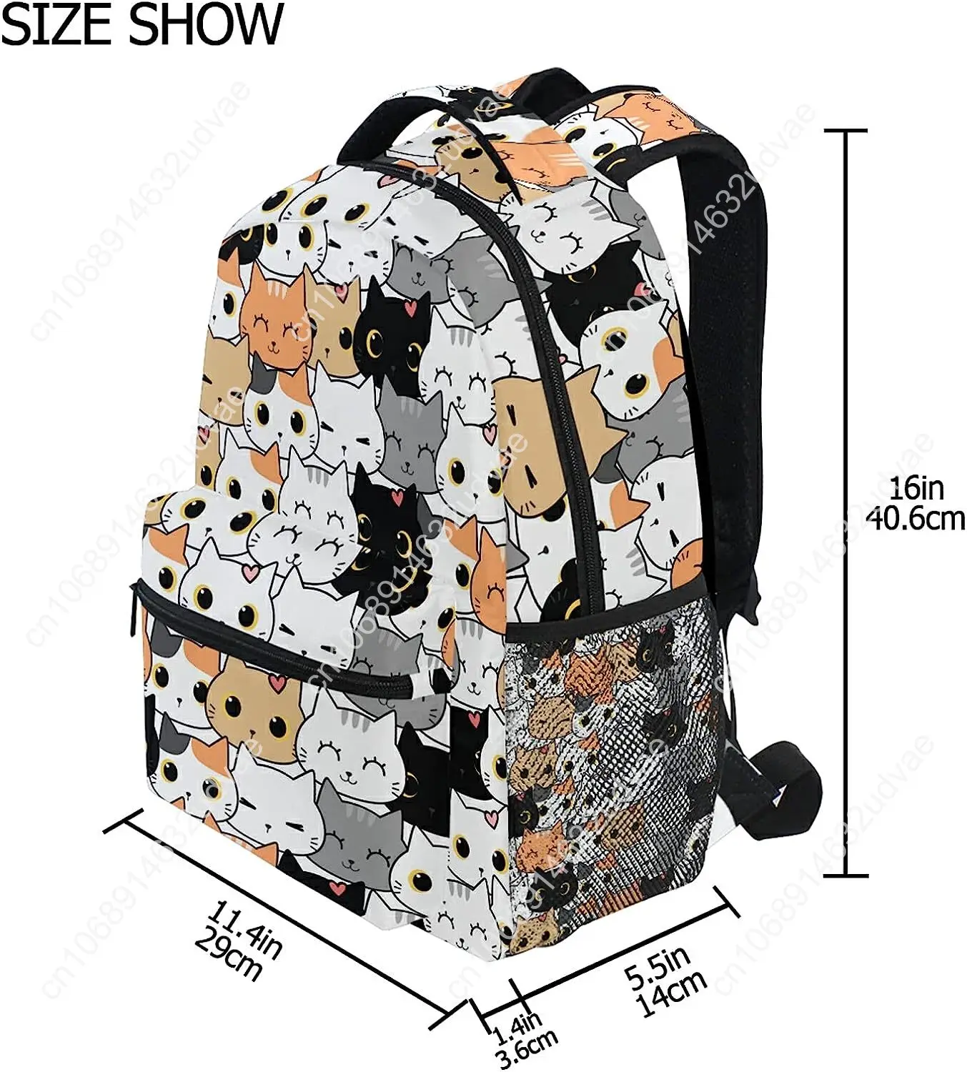 Cute Cats Backpacks for School Travel Laptop Backpack with Water Bottle Pocket Lightweight Adjustable Buckle Casual Daypack