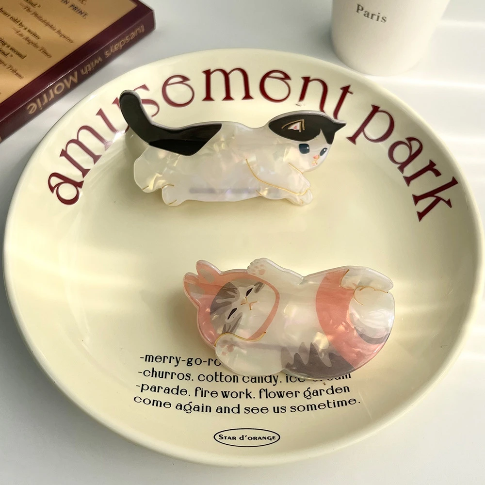 NEW Cute Little Cat Hair Claw Latest Japanese Style Eco-Friendly Acetate Hair Claw Clips Hair Accessories for Women Girls