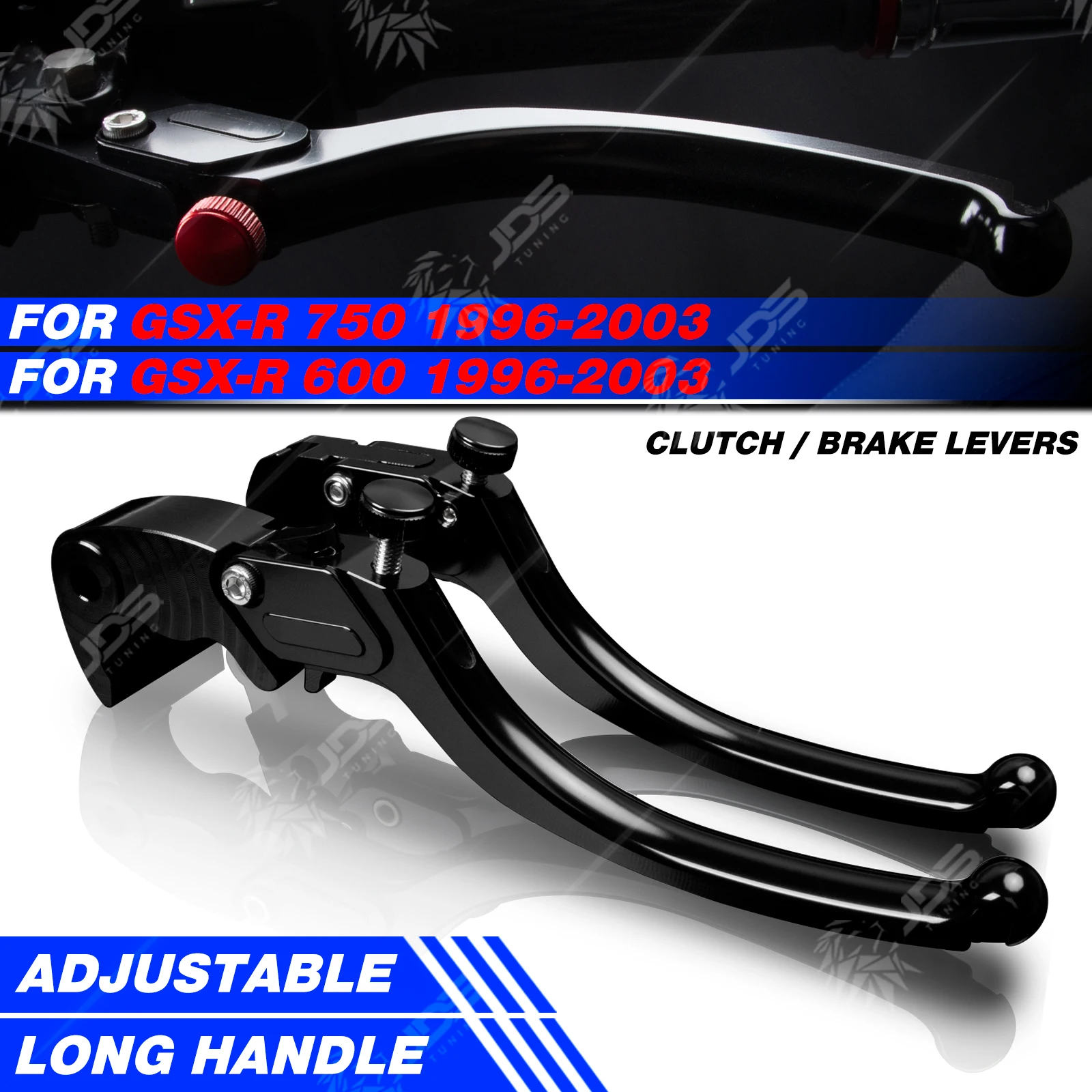 

JDSTUNING For Suzuki GSXR750/GSXR600 1996-2003 Stepless Clutch Lever Brake Lever Set Long Handle Levers Accessories Parts