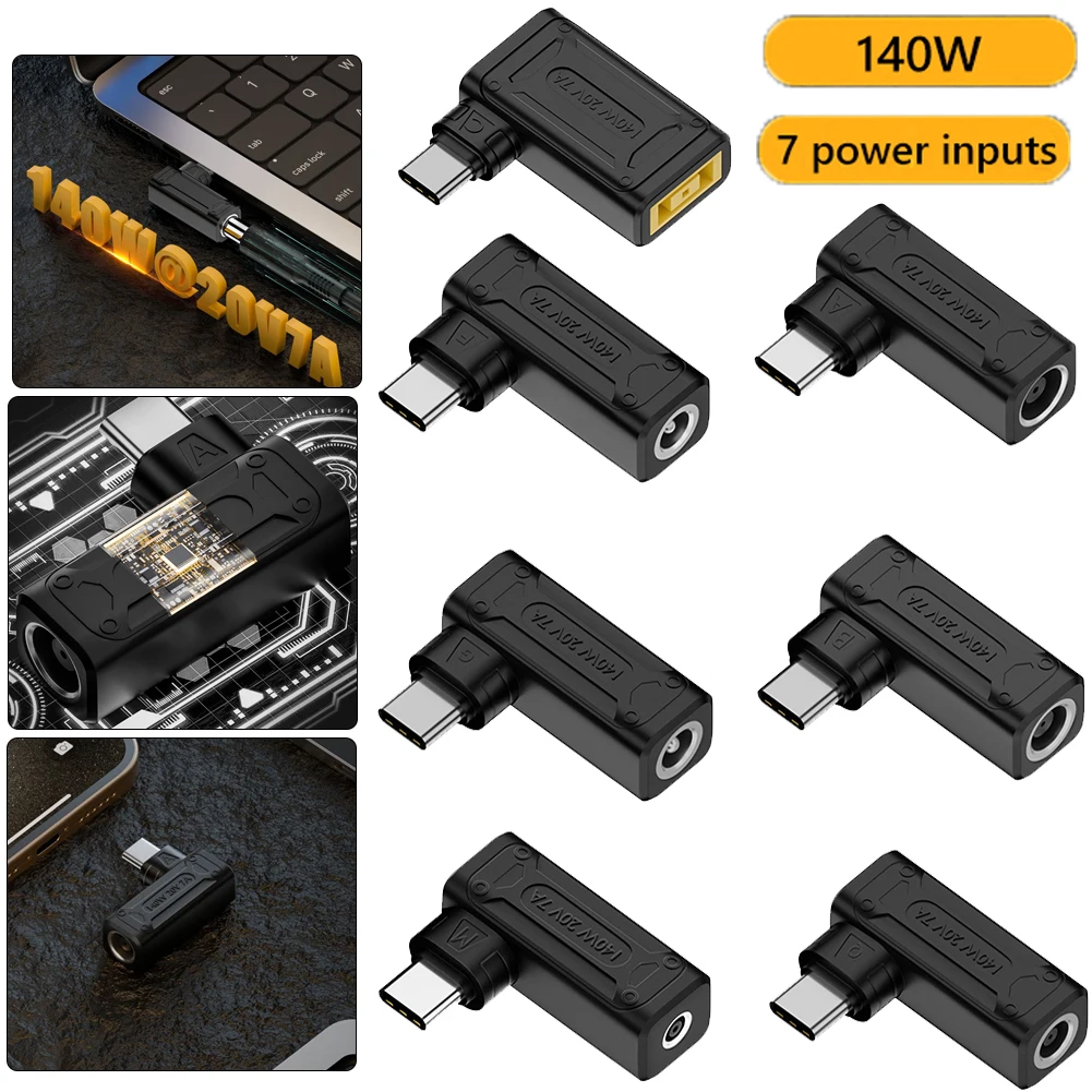 Разъем питания PD 140 Вт для ноутбука, адаптер питания постоянного тока в USB C, конвертер 5 В, 9 В, 20 в, адаптер для быстрой зарядки для MacBook, Huawei, Hp, планшетов