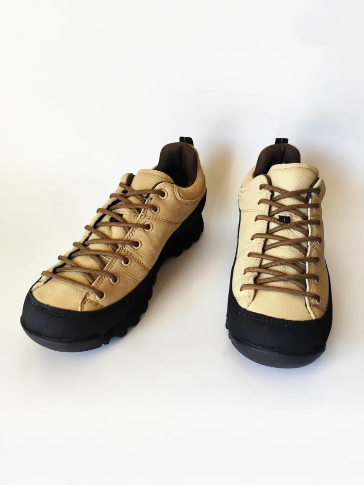 Comfortable Mens New Sneakers Genuine Leather Antiskid Outdoor Hiking Shoes Lace Up Breathable Walking Camping Male Fallow Sport