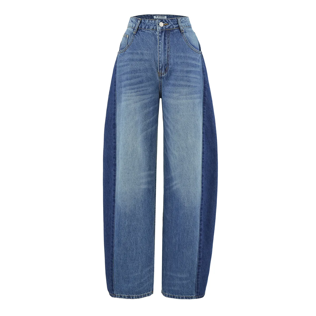 Withered Color Blocking Patchwork Jeans For Women's Autumn New Style, Fashionable And Age Reducing, High Waist Slimming