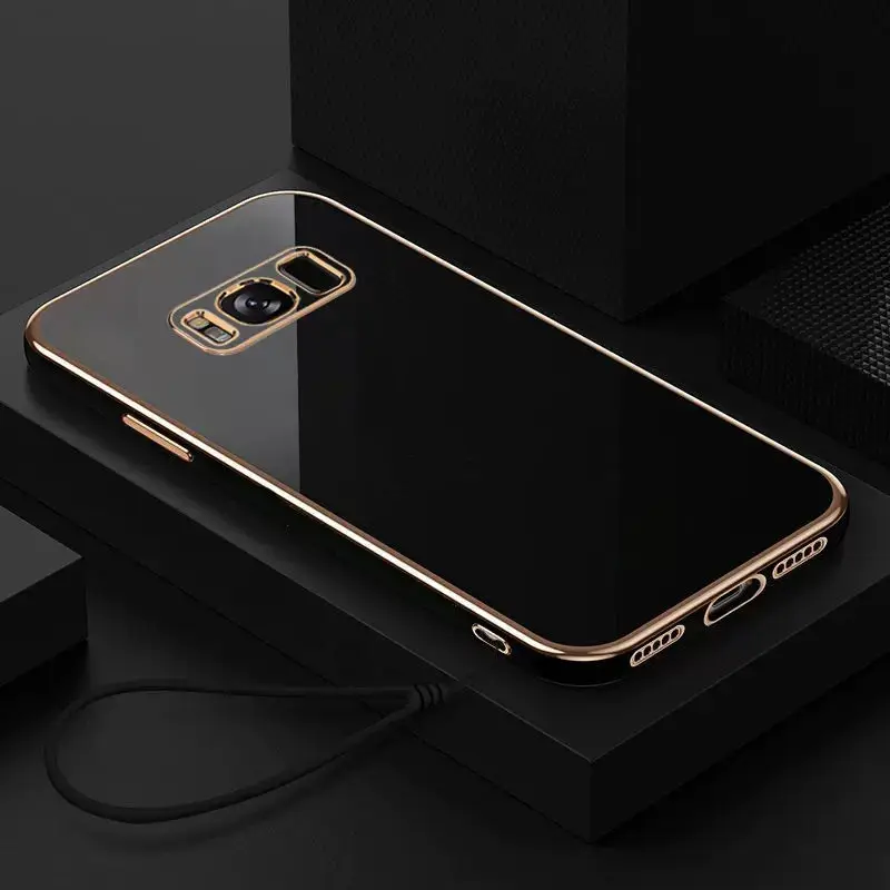 For Samsung Galaxy S8 Case Luxury Square Plating Galaxy S8 Plus Phone Case ShockProof Silicone Back Cover Fundas