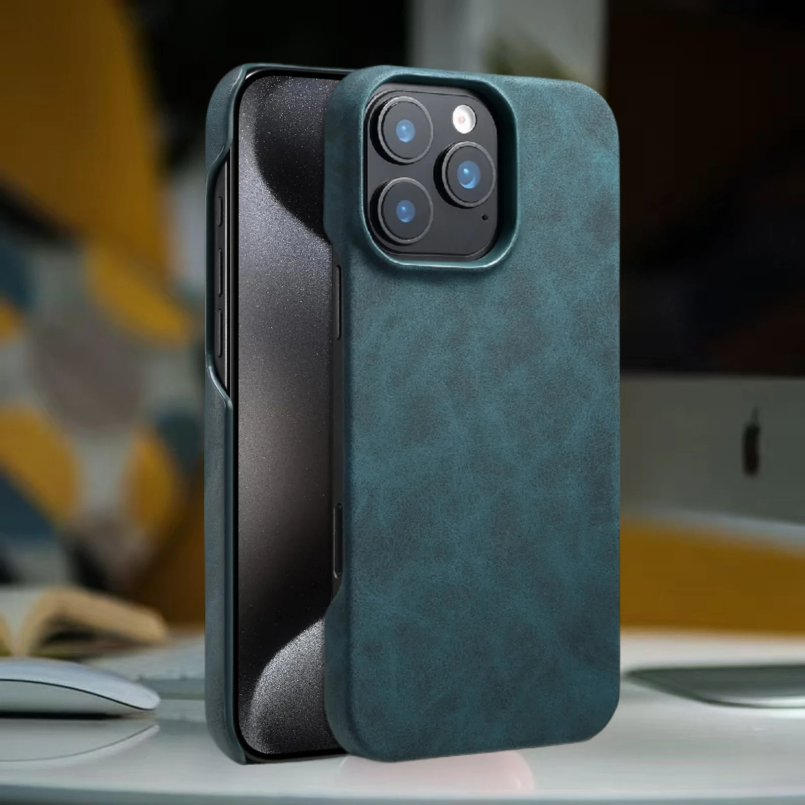 حافظة جلدية فاخرة مغناطيسية غير مرئية لهاتف آيفون 16 برو ماكس 15 بلس 14 13 برو شل شحن لاسلكي غطاء هاتف بعدسة بفتحة كبيرة #1