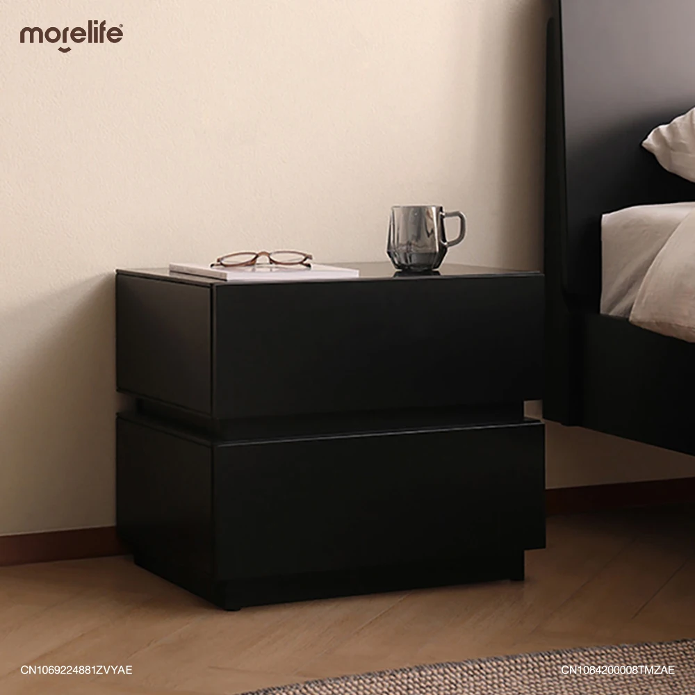 

Nordic Solid Wood Double Layer Black Light Luxury Storage Cabinet Household Rubik's Cube Nightstand Bedside Table Furniture K0+
