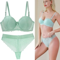 DaiNaFang New Lace Women Underwear Suit Push Up Bras Set 34/75 36/80 38/85 40/90 42/95 ABCDE Plus Size Female Lingerie