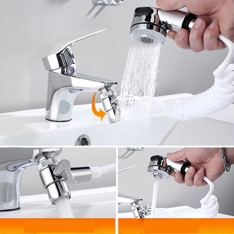 Bathroom Faucet, Washbasin, Pull-Out Hot and Cold Water Washing Showerhead, Magic Tool for Washbasin, Basin, Bathroom Extension