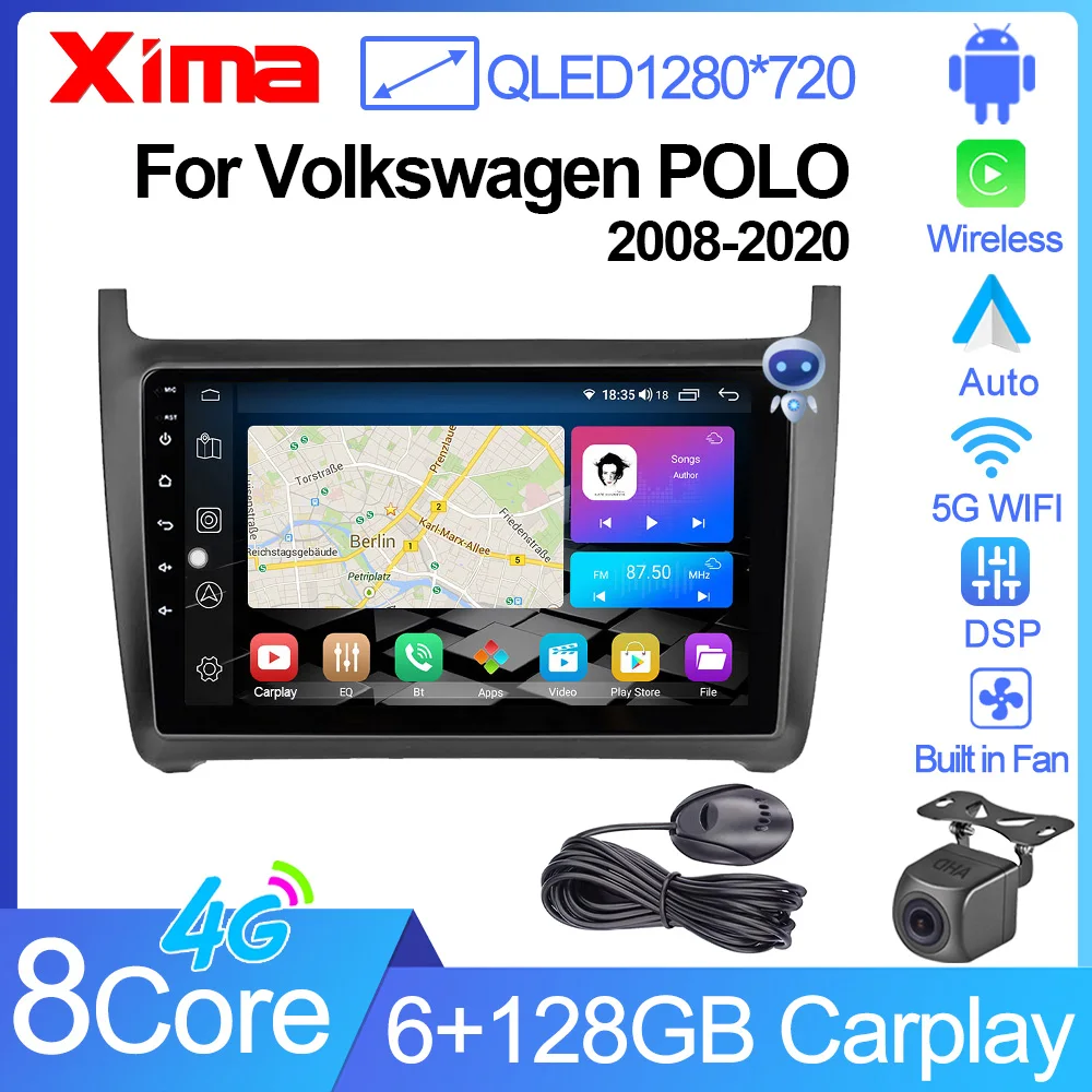 

XIMA XV6 Pro Android 12 2 din Radio GPS Carplay autoradio Car Multimedia Video Player For VW Volkswagen Polo 5 Sedan 2008-2020