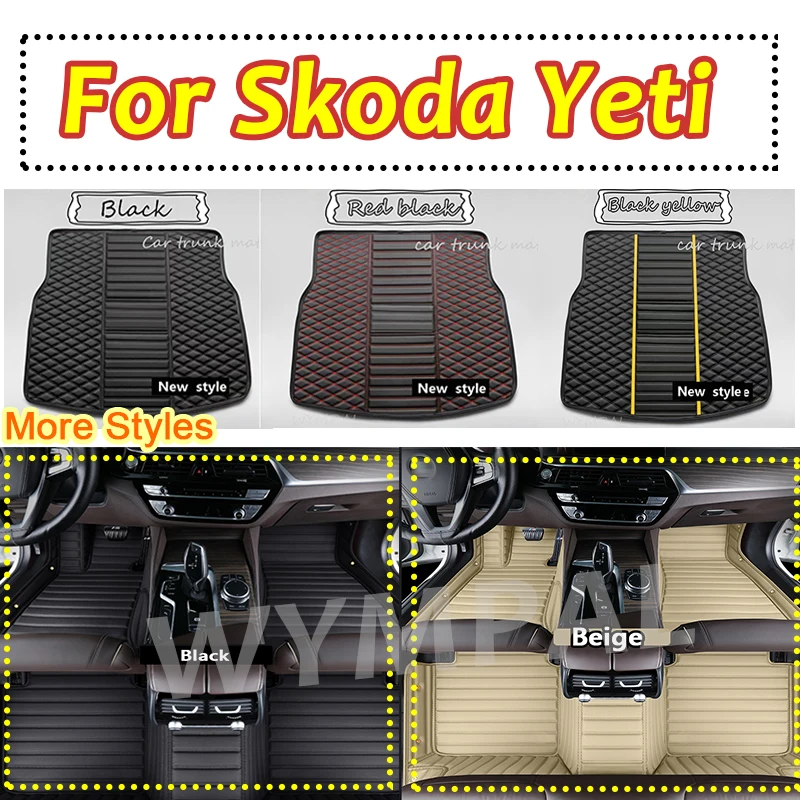 

Luxury Custom Automotive Car Floor Mats For Skoda Yeti 2014 2015 2016 2017 Auto Luxury Leather Men Women Car Mats Full Coverage