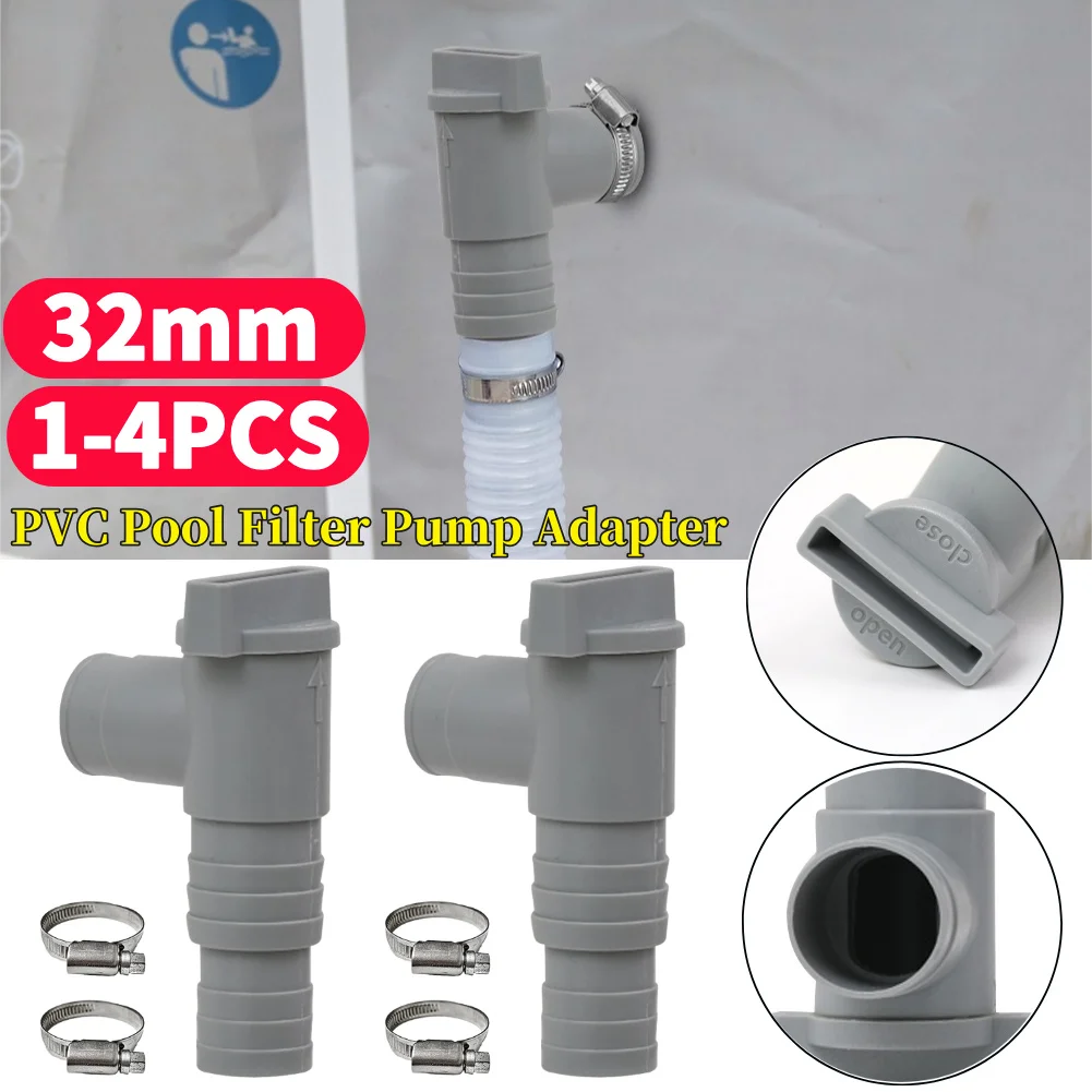 1-2Set PVC Pool Filter Pump Adapter For 32mm Pipe Hoses Connector Replacement Part Pool On/Off Plunger Valve Leak Proof Tools